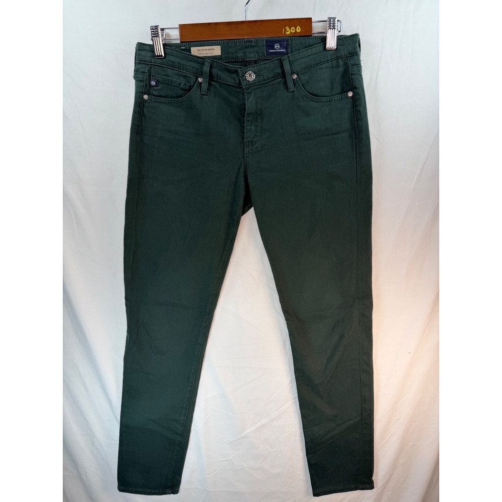 AG Adriano Goldschmied The Stevie Ankle Slim Straight Green Pants Women Sz 28